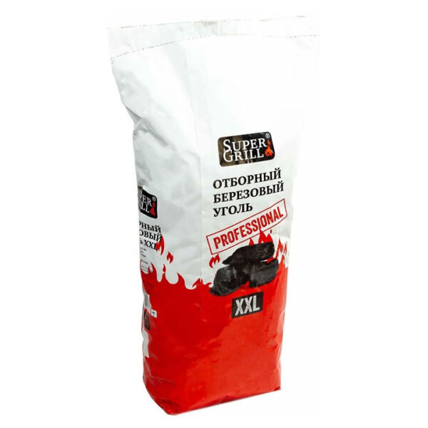 Уголь древесный SuperGrill отборный березовый XXL, 8 кг