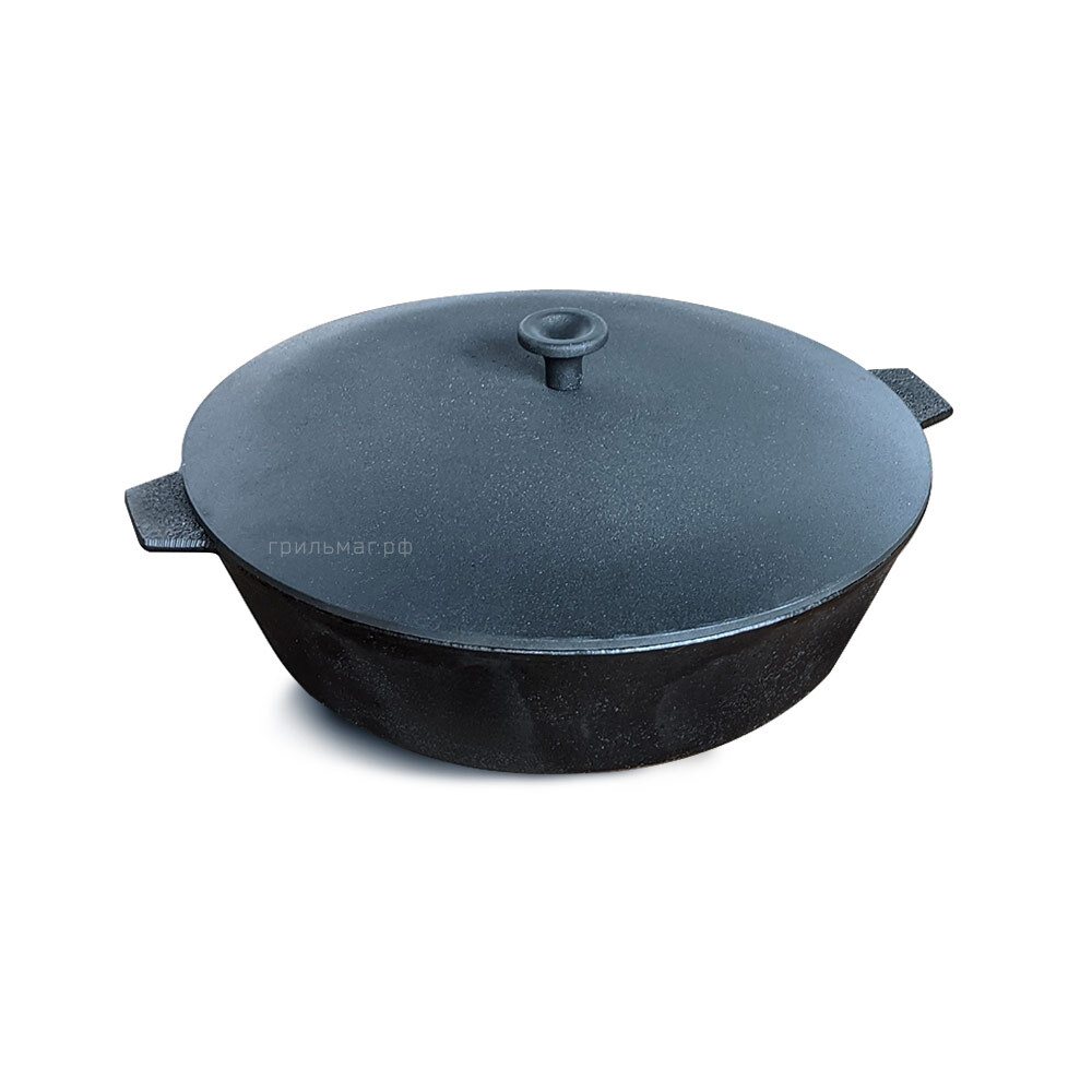 Сковорода-жаровня чугунная литая с алюм. крышкой, 3 л