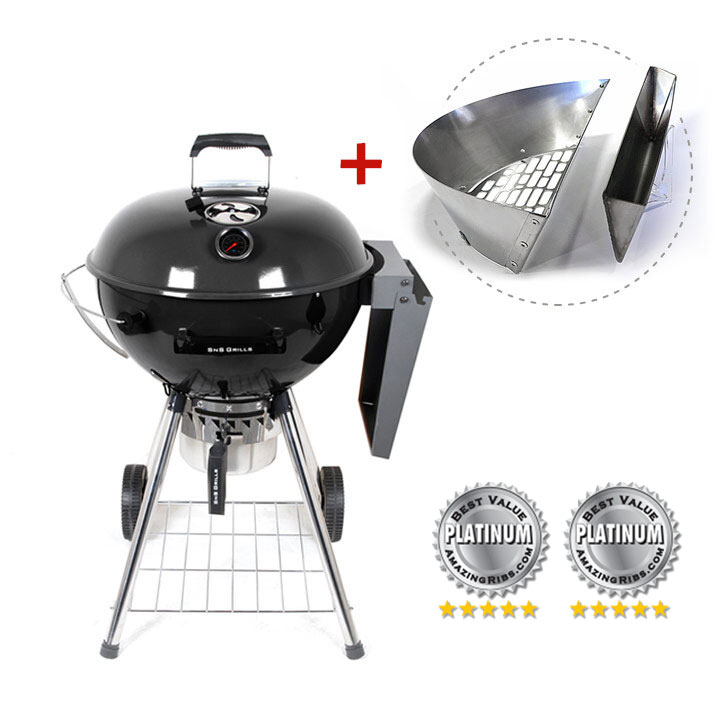 Угольный гриль SnS Deluxe Kettle, 57 см, черный